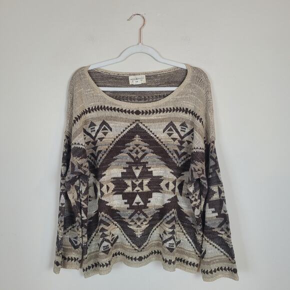 Denim & Supply Ralph Lauren Sweater XL Brown Aztec Southwestern Tribal Native - Picture 1 of 5